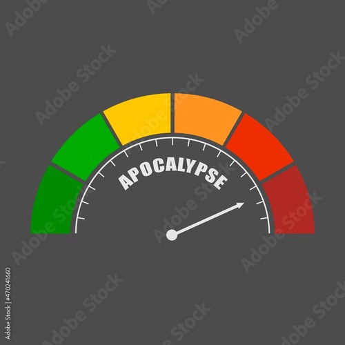Apocalypse measuring device with arrow and scale.