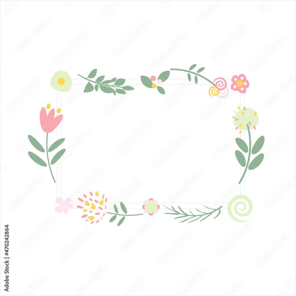 a frame of flowers on a white background