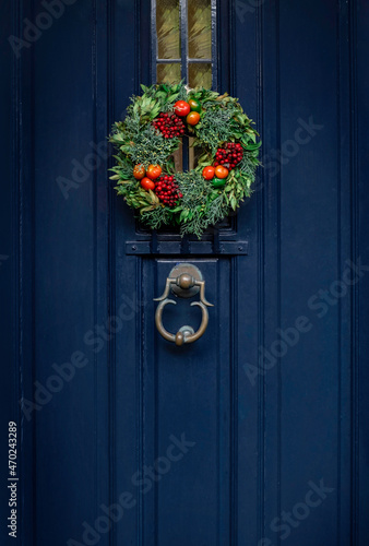 front door thanksgiving wreath blue bright harvest