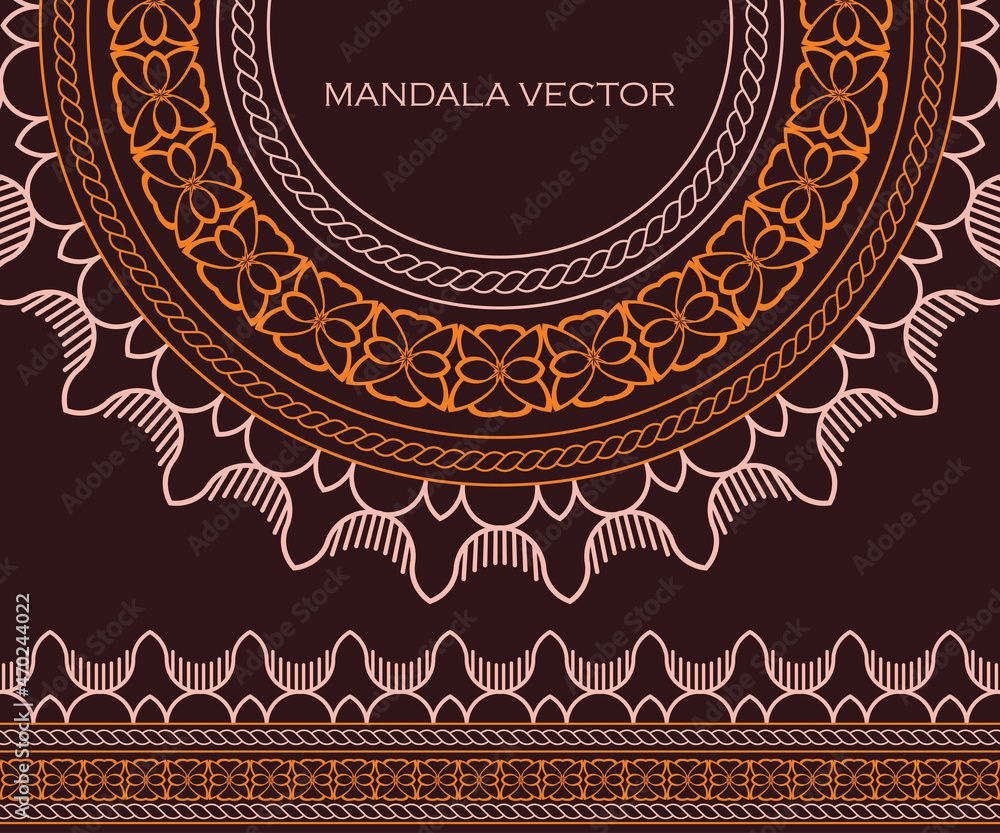 Obraz premium Cool mandala background illustration, with brown color, great for invitation design materials, Ramadan posters, banners, yoga and promotional media