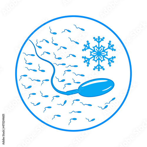 Frozen sperm icon isolated on white background. Semen bank. cryobank sign. Sperm donation or artificial insemination concept. Frozen sperm storage symbol or pictogram. Stock vector illustration