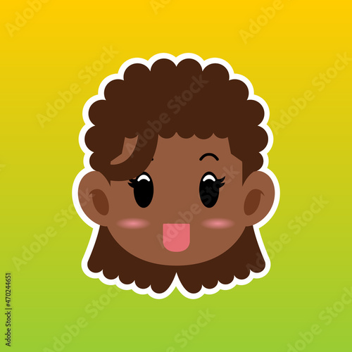 Cartoon illustration of an African American girl face with dreadlock hair in a flat style, this cute image is suitable for your colorful and flat project design elements, can also be used for sticker 