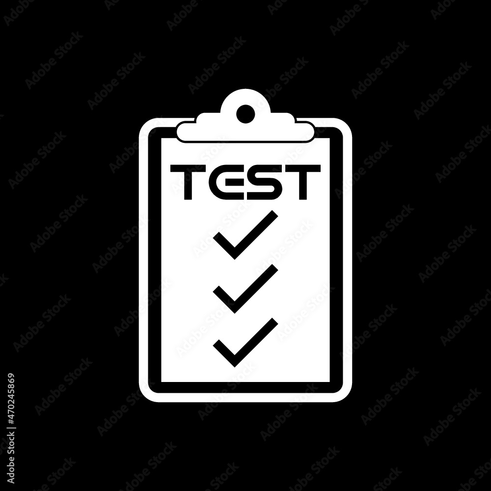 Test clipboard icon isolated on dark background Test clipboard icon isolated on dark background