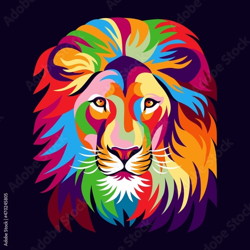 lion heads full of bright colors  symbols or logos  simple and elegant.