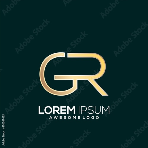 Letter gr gradient luxury gold color