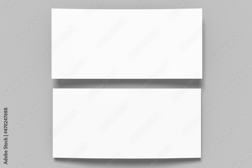 Blank white gift voucher Cards isolated  color background with shadow minimal concept 3D rendering