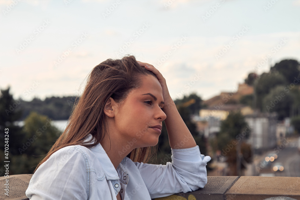 Cute young girl posing in urban environment. Cute young girl posing in urban environment.