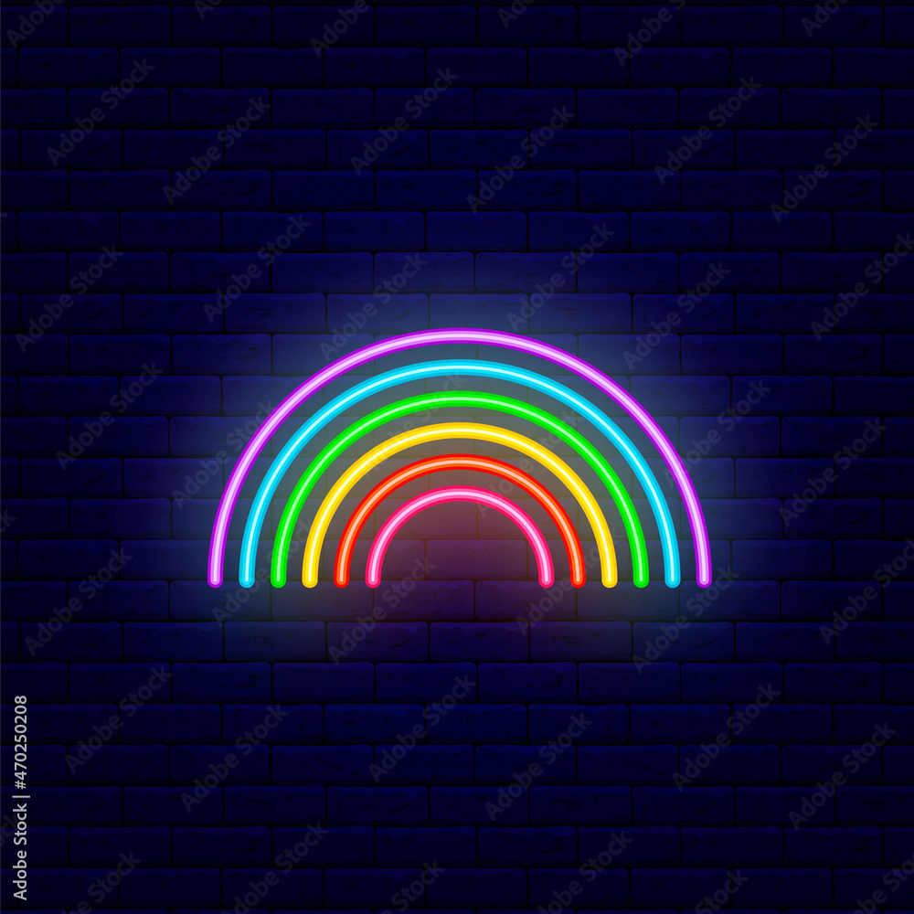 Rainbow lgbt neon icon. Night bright signboard. Editable stroke. Isolated vector stock illustration Rainbow lgbt neon icon. Night bright signboard. Editable stroke. Isolated vector stock illustration
