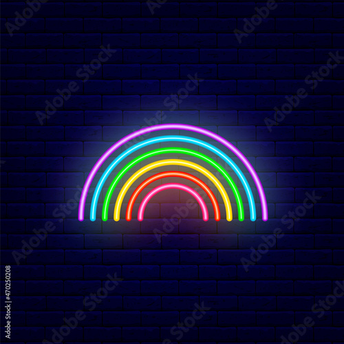 Rainbow lgbt neon icon. Night bright signboard. Editable stroke. Isolated vector stock illustration