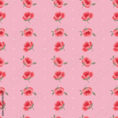 Elegant cute vertical striped rose pattern with dots on pink
