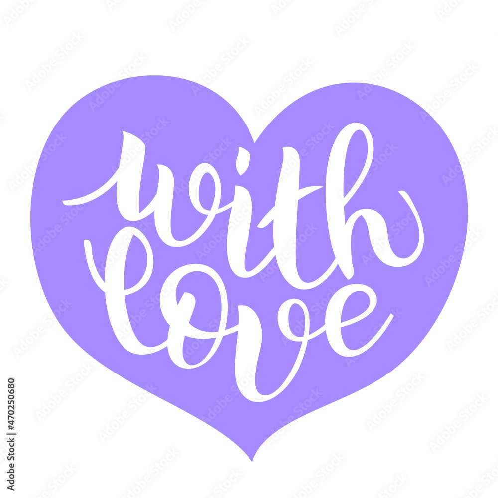 Fototapeta premium with love lettering inscribed in a heart shape. Clean lines, easy to edit. Vector illustration