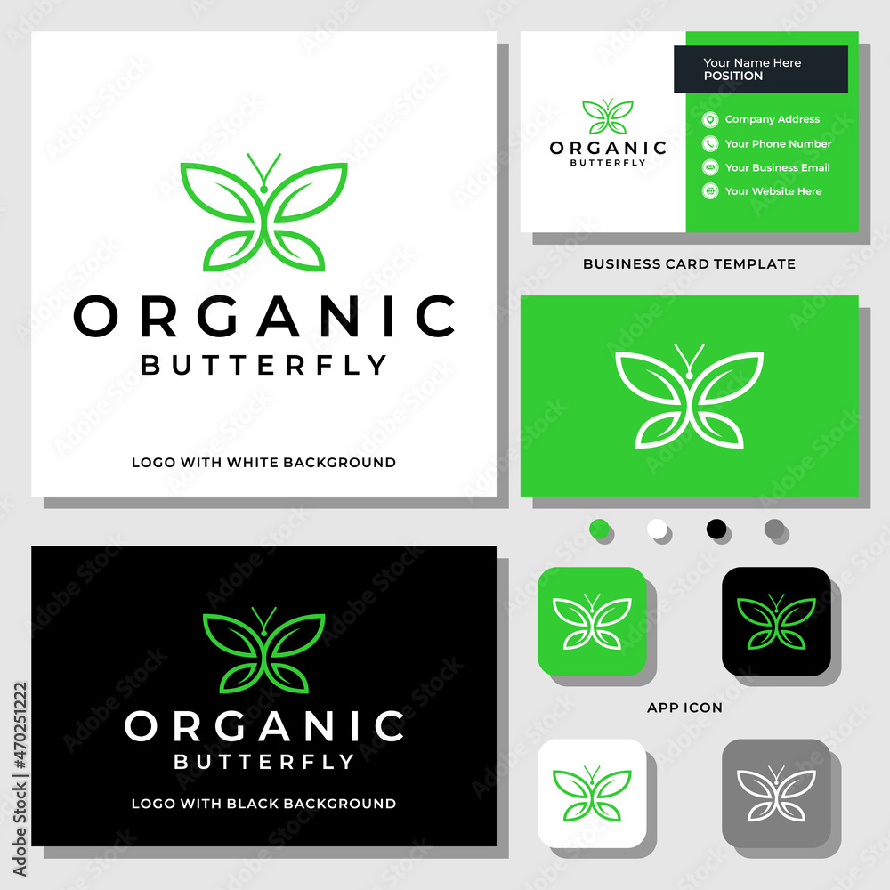 Animal butterfly sport beauty logo design with business card template.