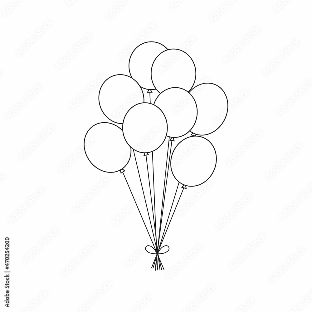 balloons simple drawing outline for coloring book vector illustration