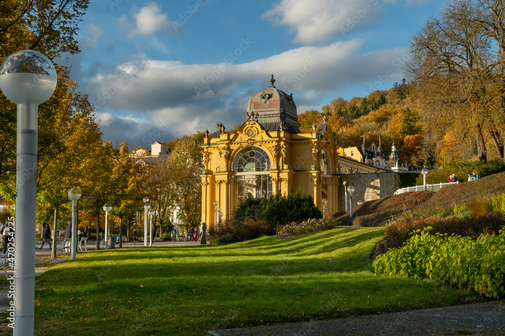 Main spa colonnade - spa center in autumn - Marianske Lazne (Marienbad) - Czech Republic