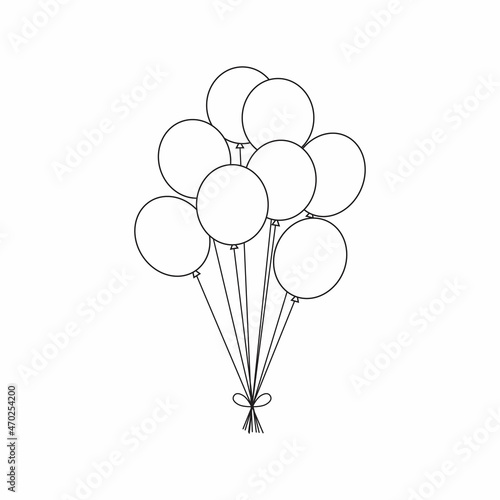 balloons simple drawing outline for coloring book vector illustration