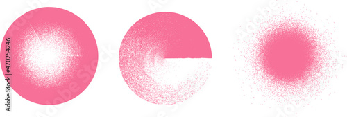 Distorted geometric shape . Minimal art design . Noise destroyed circle logo . Trendy defect error shapes . Glitched frame .Spray effect .Grunge texture . Distressed element .vector 