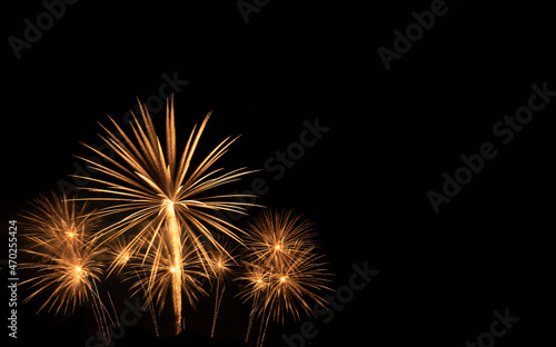 colorful new year holiday fireworks with copy space
