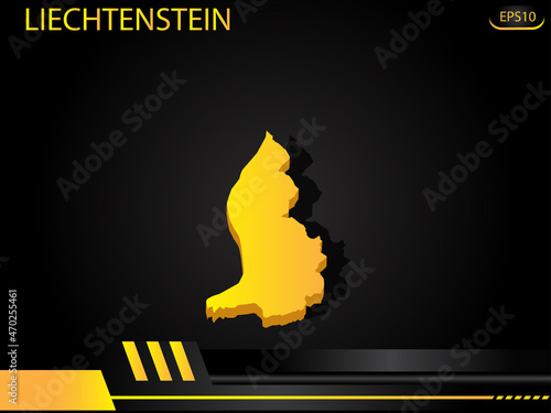 isometric map yellow of Liechtenstein on background yellow black frame design innovation concept. for text and message artwork design.Vector Illustration.