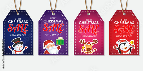 vector illustration for Merry Christmas sales tag set