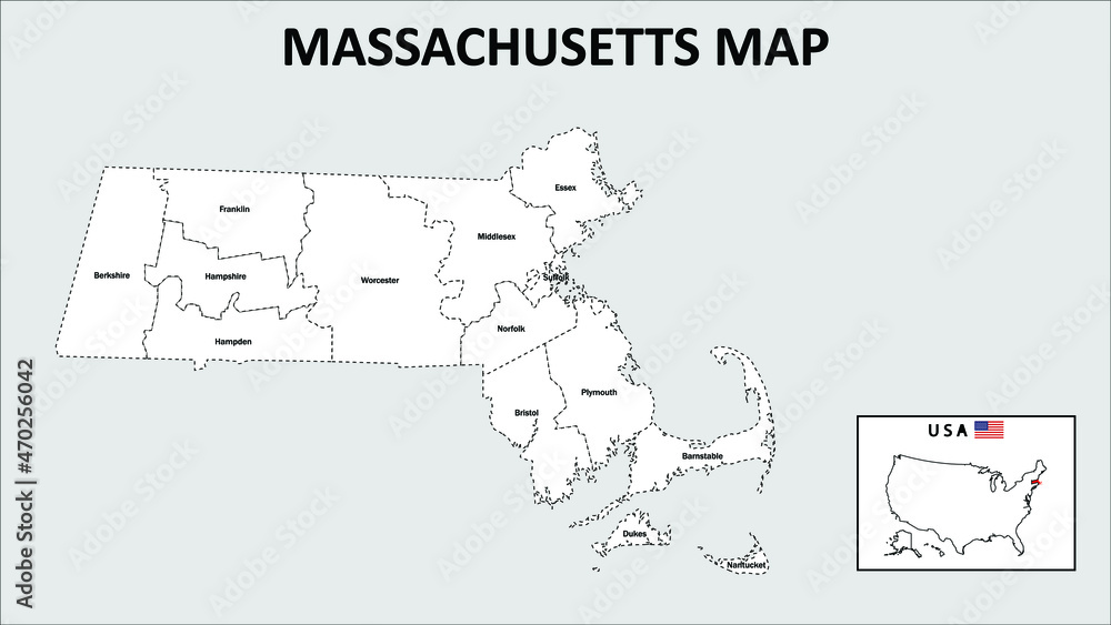 Massachusetts Map. State and district map of Massachusetts ...