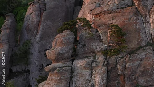 Unusual shape rocks formations in Crimea mountains. Mount Demerdji photo