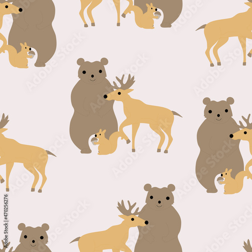 Cute woodland animals, seamless pattern design perfect to use on the web or in print