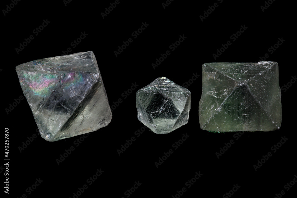 macro mineral fluorite stone on balck background