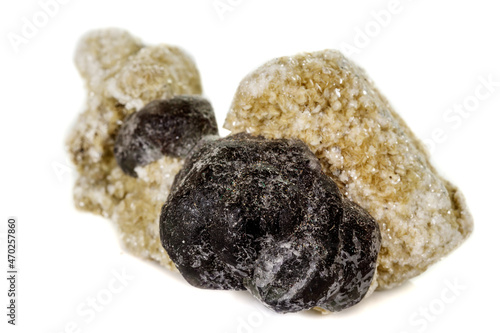 macro mineral fluorite stone on white background