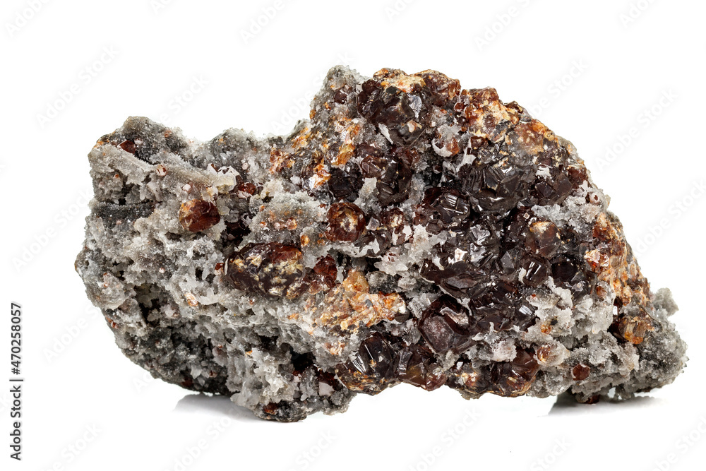 Macro stone mineral Sphalerite on a white background