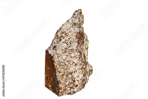 Macro stone mineral iron in rock on white background photo