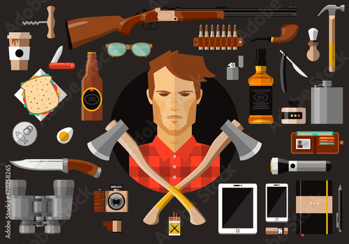 Man tools and equipment