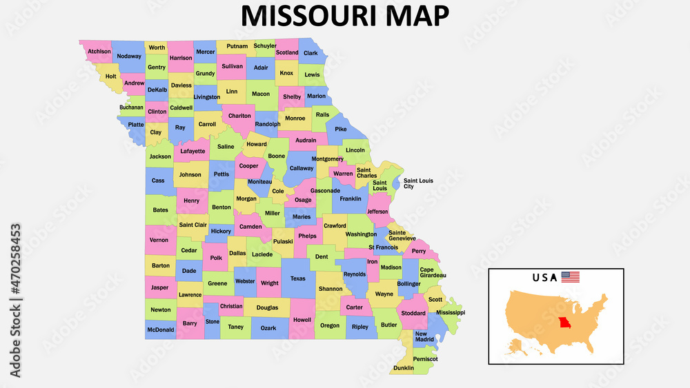 Missouri Map. District map of Missouri in 2020. District map of