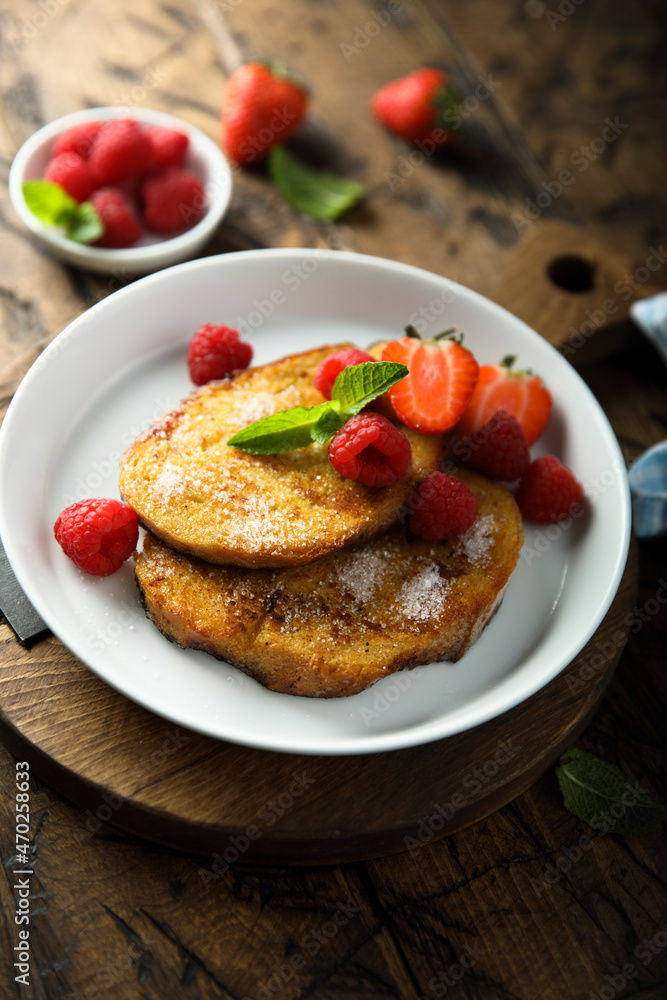 Homemade French toast with fresh berries Homemade French toast with fresh berries