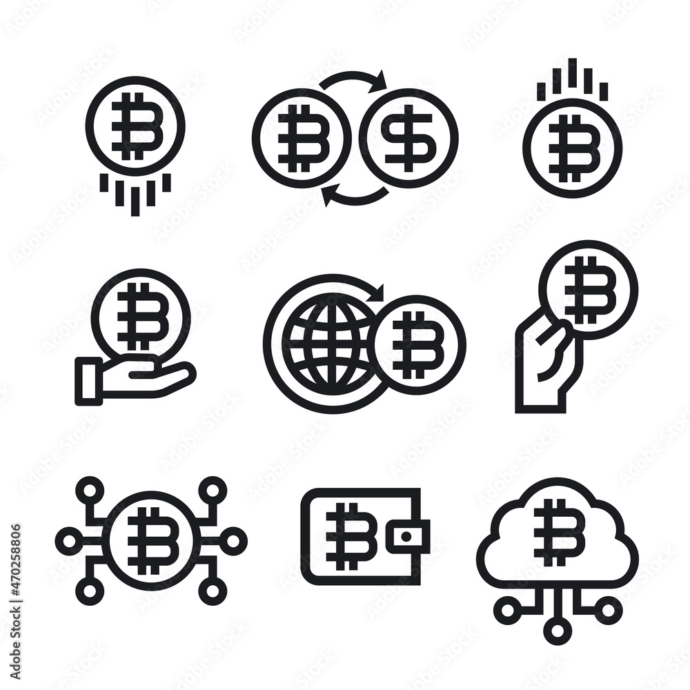 Cryptocurrency Bitcoin Icon Set Cryptocurrency Bitcoin Icon Set