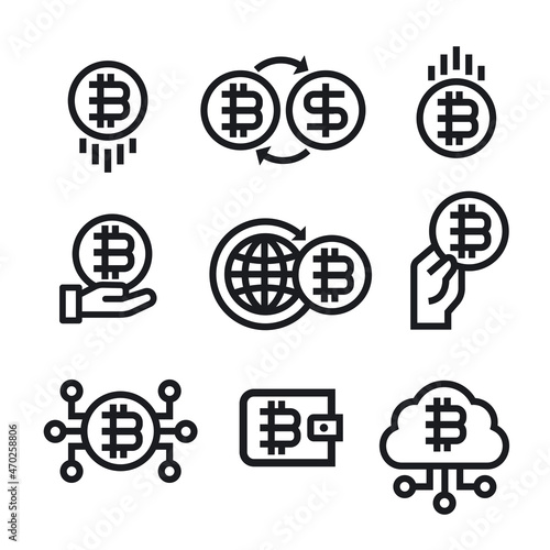 Cryptocurrency Bitcoin Icon Set photo