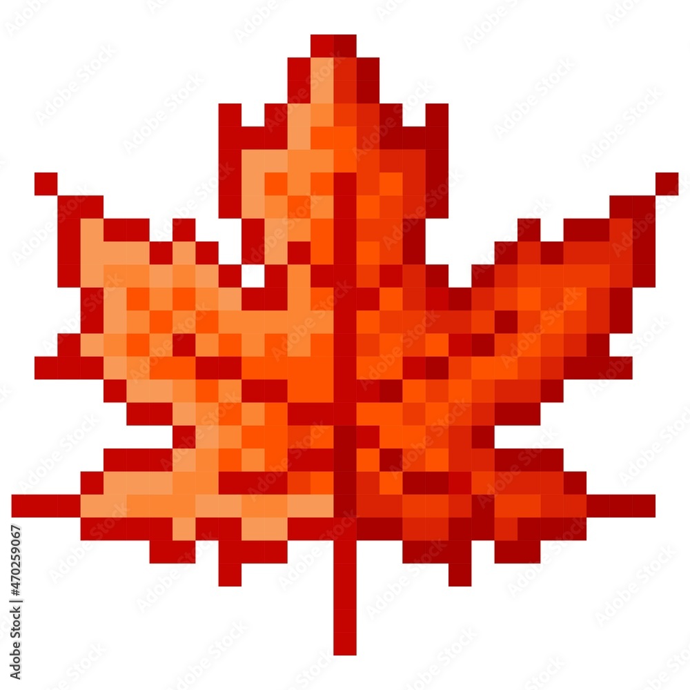 Fototapeta premium Maple leaf pixel art. Vector illustration.
