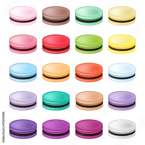 Colorful Macarons icon set. Vector illustration.