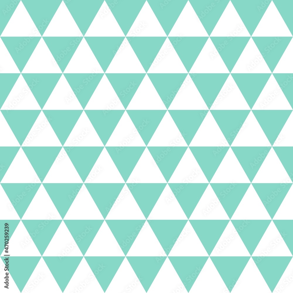 Green and white triangles, seamless pattern background. Vector illustration.