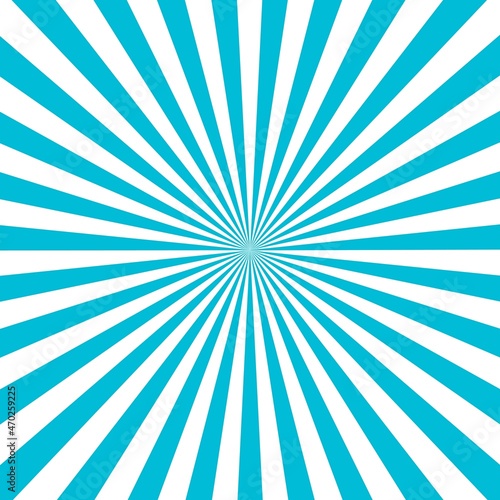 Blue and white Sunburst or Sunlight background. Vector illustration.