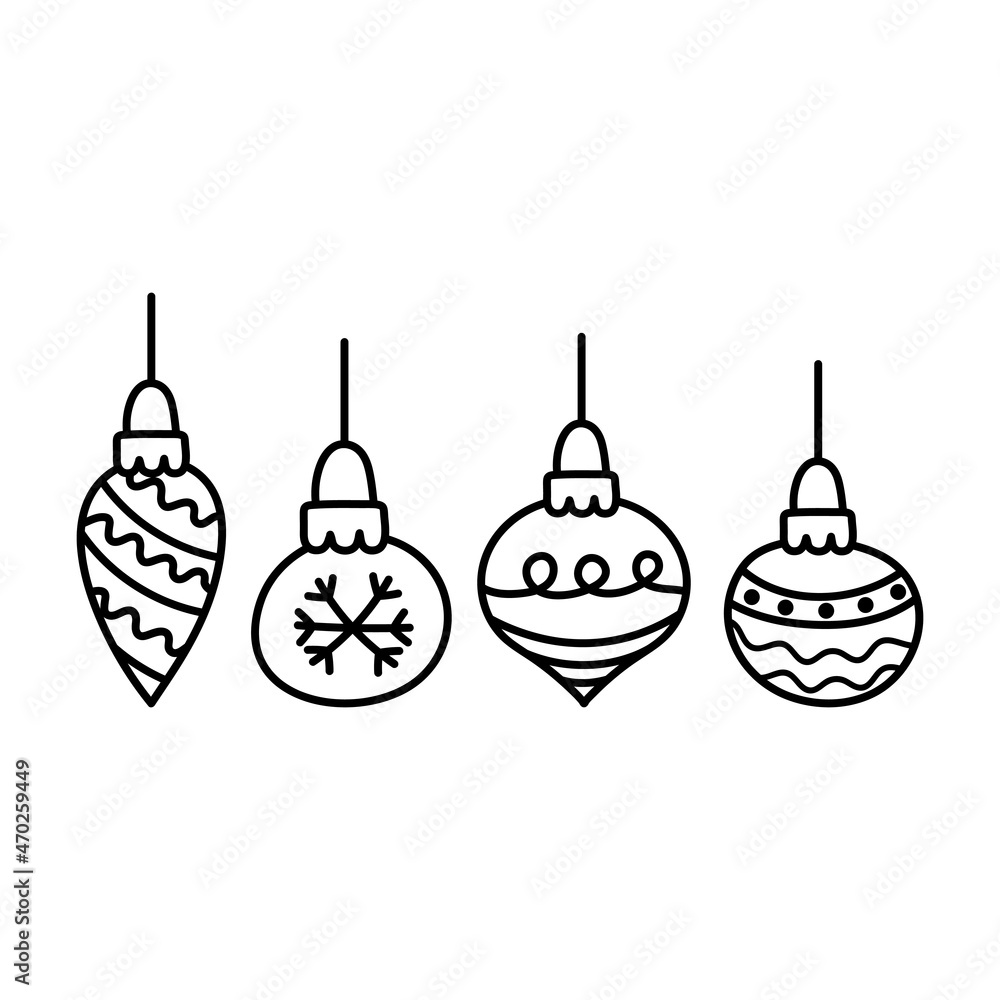 Christmas balls in doodle style. Vector illustration. Christmas balls in doodle style. Vector illustration.