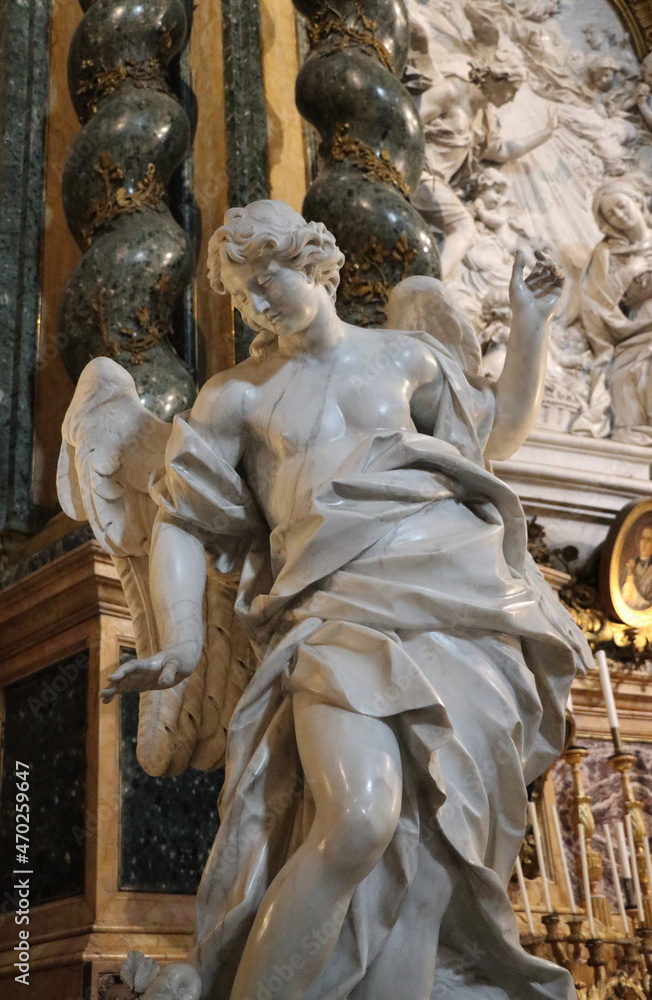 Marble Angel Statue at the Sant'Ignazio di Loyola in Campo Marzio Church in Rome, Italy