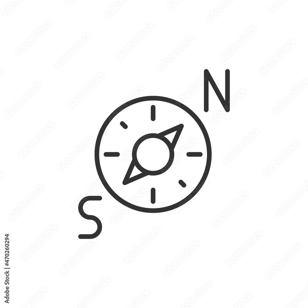 Compass icon in flat style. Navigation equipment vector illustration on white isolated background. Journey direction business concept. Compass icon in flat style. Navigation equipment vector illustration on white isolated background. Journey direction business concept.
