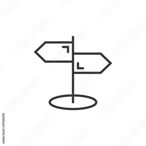 Crossroad signpost icon in flat style. Road direction vector illustration on white isolated background. Roadsign business concept.