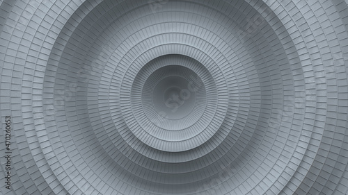 Gray circles with ripple effect 3D render