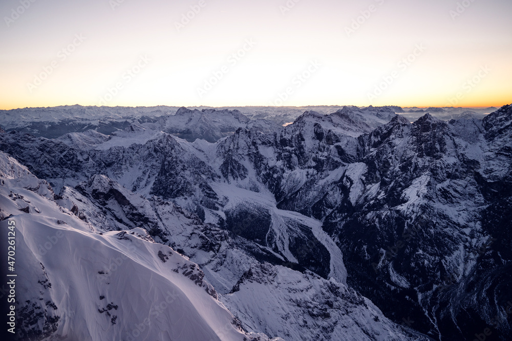 Watzmann mountain in Berchtesgaden National Park during autumn, Bavarian Alps, Germany. Sunrise on top of the mountain Watzmann mountain in Berchtesgaden National Park during autumn, Bavarian Alps, Germany. Sunrise on top of the mountain