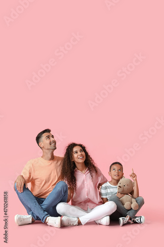 Happy interracial family lo...