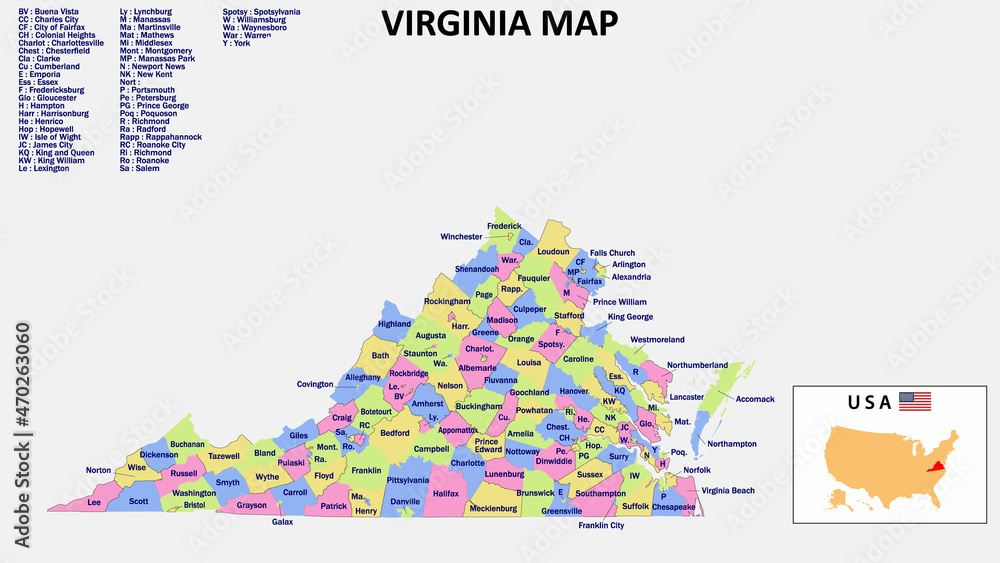 Virginia Map. District map of Virginia in District map of Virginia and ...