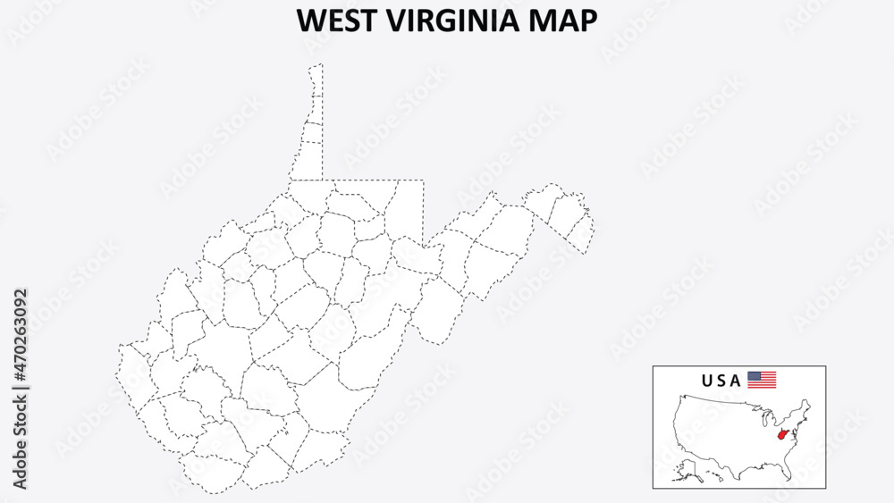West Virginia Map. State and district map of West Virginia. Political