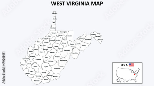 Canvas-taulu West Virginia Map