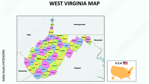 Fotografering West Virginia Map